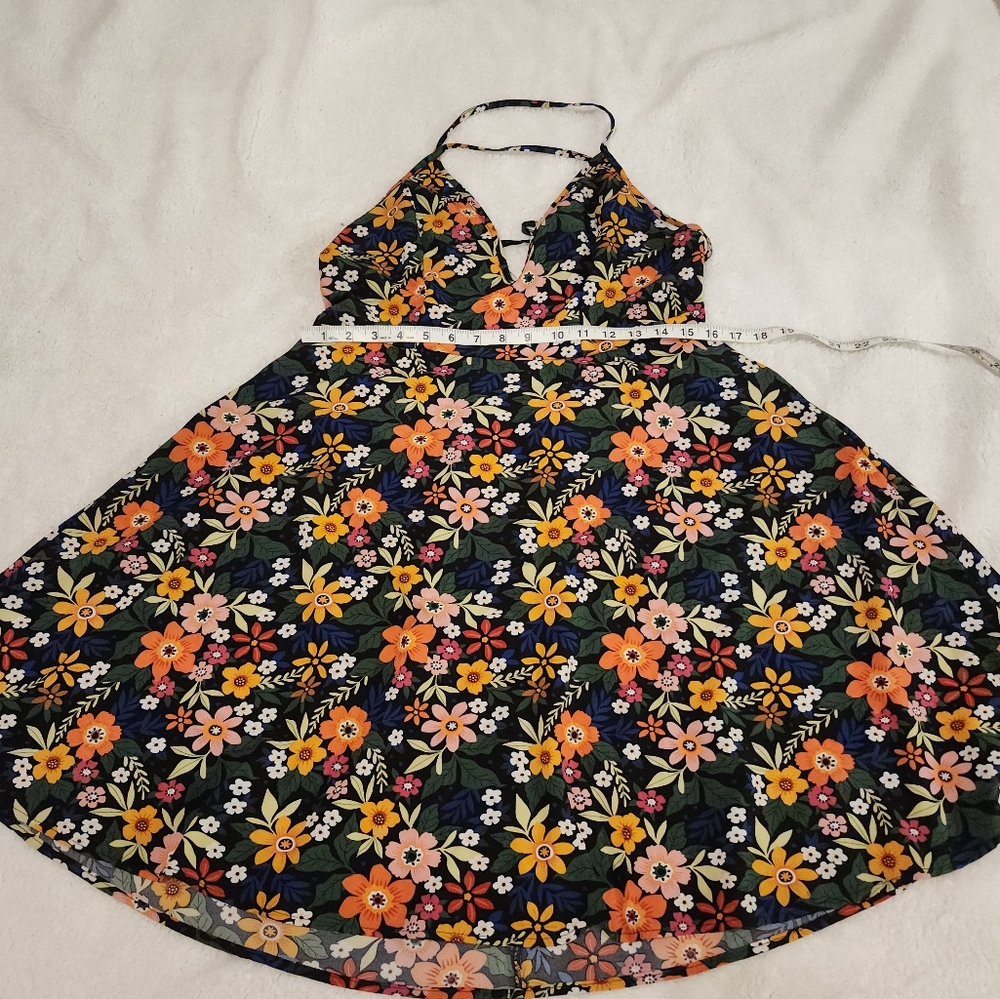 Shein Curve Black Floral Cami V Neck Dress Size XL